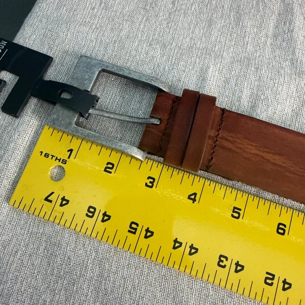American Bison Cognac Leather Belt Rugged Americana Western Heritage Size 32‎
